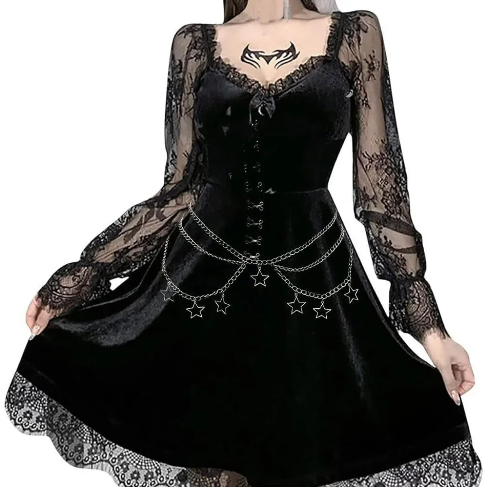 Star Waist Chain Belt Gothic Crossover Body Belly Tassel Women Girls